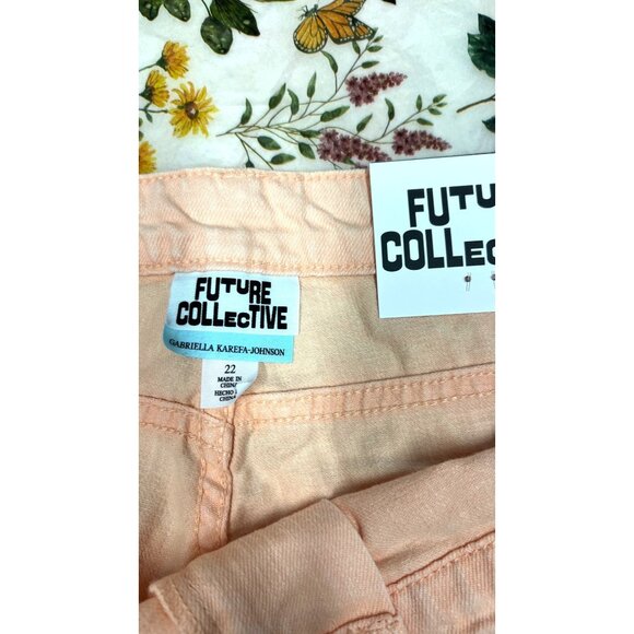 New Future Collective Womens Peach Denim Jeans Sz 22 Raw Hem Straight Leg Pocket - Picture 3 of 4